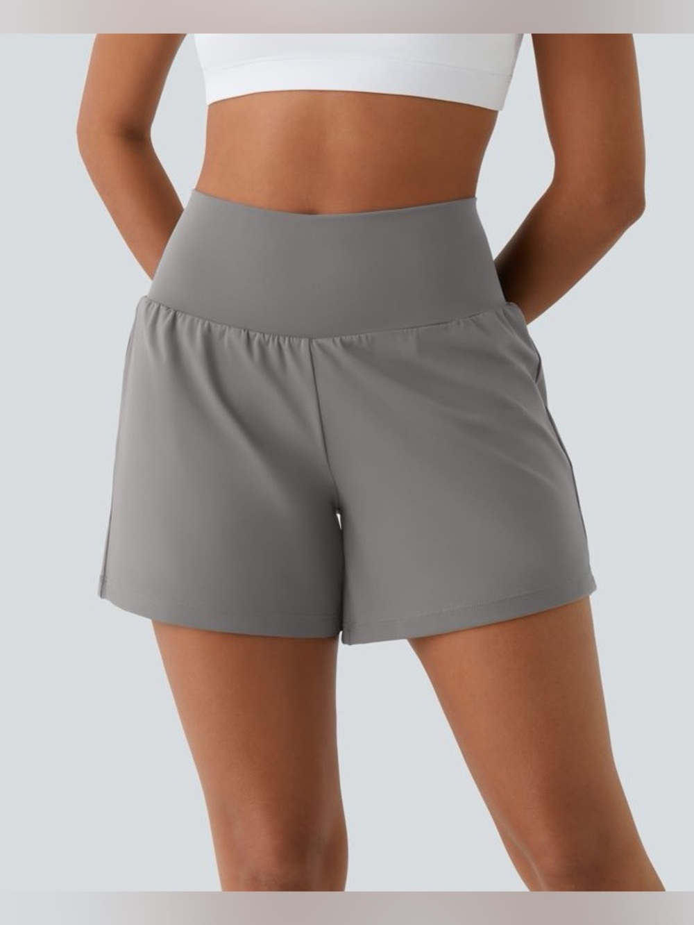 HALARA 2-in-1 SoftlyZero CoolTouch Gray High-Waist Shorts Women’s L Long